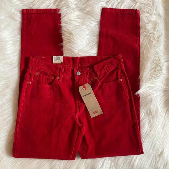 NEW Levi's Red Corduroy Boyfriend Jeans Size 27 - Picture 4 of 6